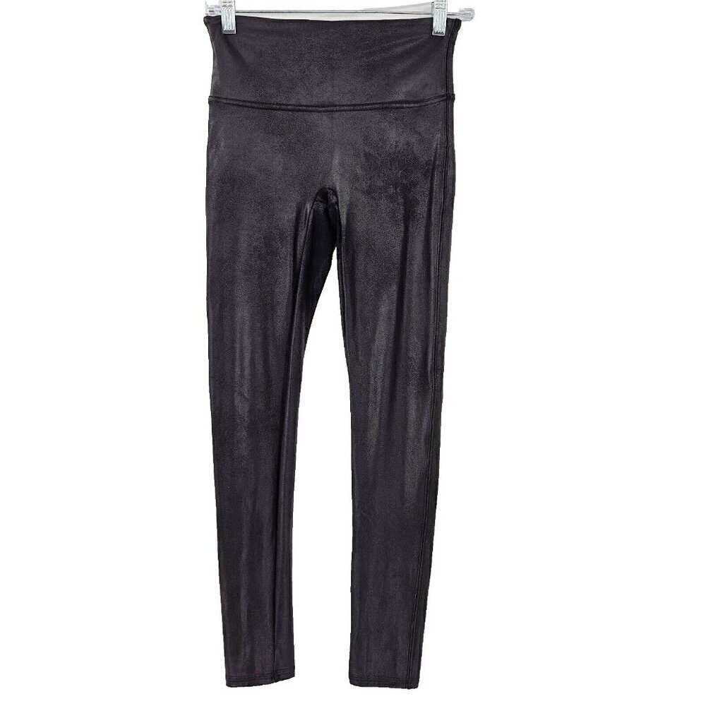 Spanx Ready To Wow Faux Leather Leggings Black Women’s Size M Short High Rise